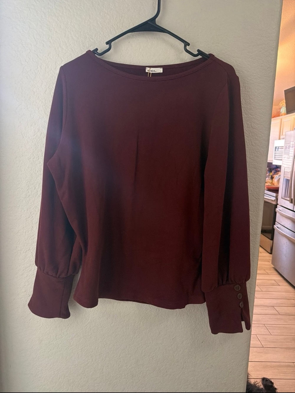 OGL Long-Sleeve Blouse in Burgundy